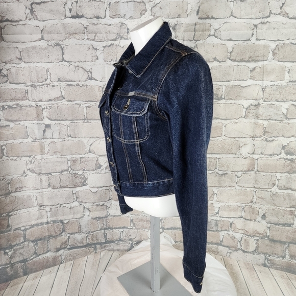 Silver Jeans  Button Front Denim Jacket Dark Wash Cotton Size XS Coastal Cowgirl - Picture 11 of 13